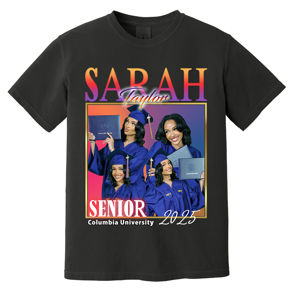 Senior 2025 Vintage Bootleg Rap Tee, Custom Photo Retro Shirt For Graduation M2204