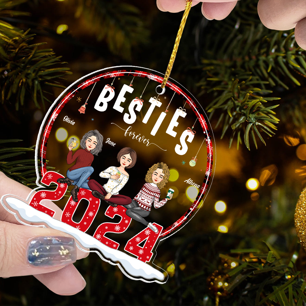 Besties Forever Personalized 2024 Acrylic Ornament