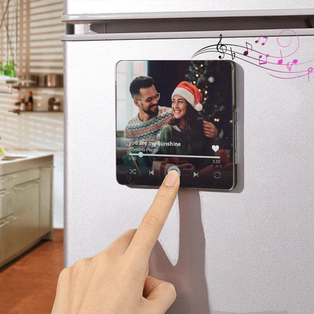 Personalized Fridge Magnet Music Album - Plays Custom Song, Photo Album Cover Unique Gift Gor Couples, Music Lovers And Home Decor Accessory