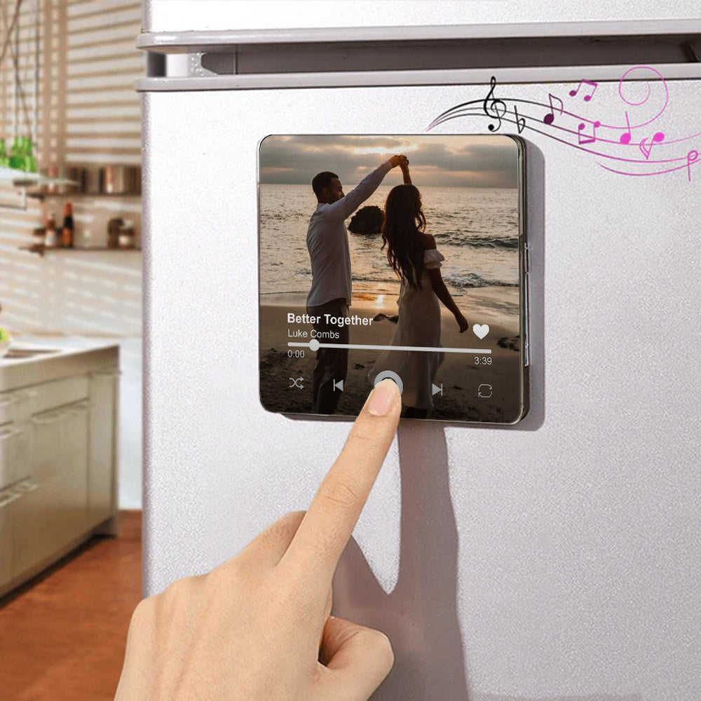 Personalized Music Fridge Magnet - Custom Photo Magnets With Your Text - Christmas Gift for Him & Her