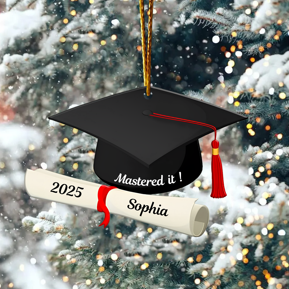 Personalized School Graduation Custom Shape Ornament, Custom Graduation, Class Of 2025, Graduation Gifts, Graduation Christmas Ornament