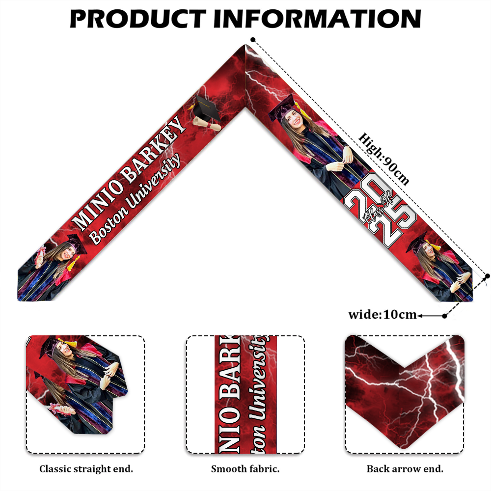 Personalized Photo Graduation Stole - Graduation Gift, Senior Gift, 2025 Graduation HA00