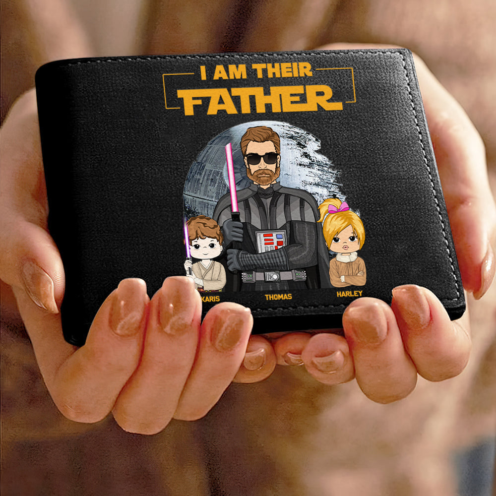 I Am Their Father Custom Leather Wallet For Dad - Father's Day Gift