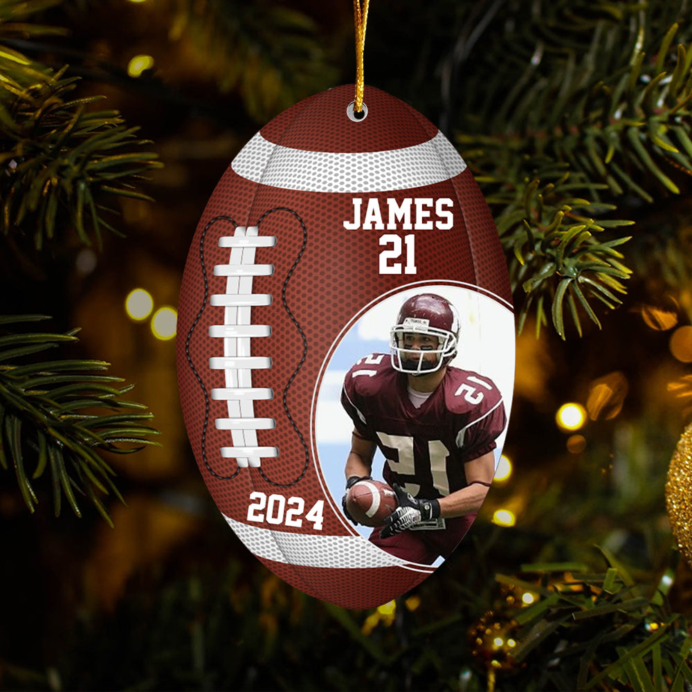 Custom Photo Football Player Ornament - Personalized Acrylic Photo Ornament