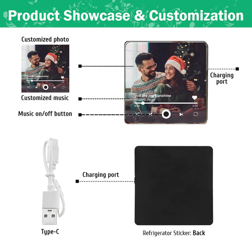 Personalized Fridge Magnet Music Album - Plays Custom Song, Photo Album Cover Unique Gift Gor Couples, Music Lovers And Home Decor Accessory
