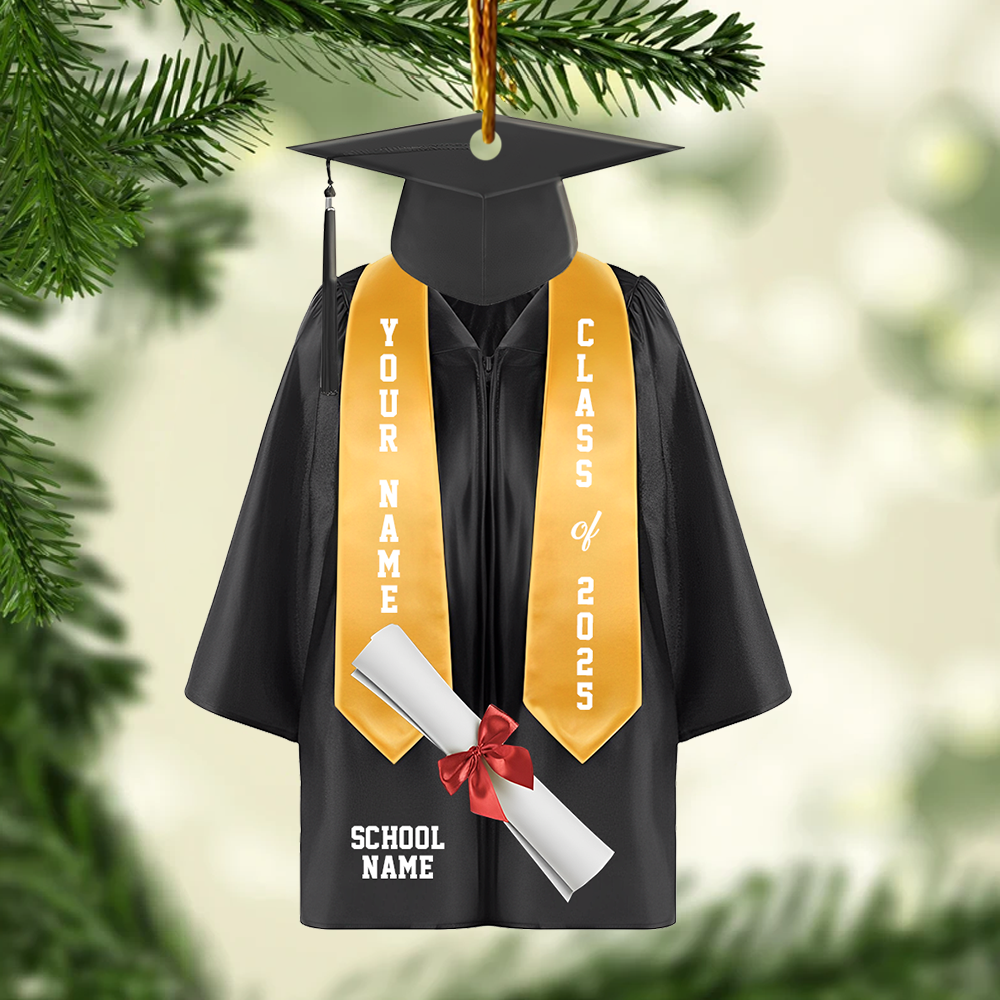 Personalized Graduation Ornament, Custom Name, Color Graduation Gown, Class Of 2025, Graduation Gifts, Graduation Christmas Ornament