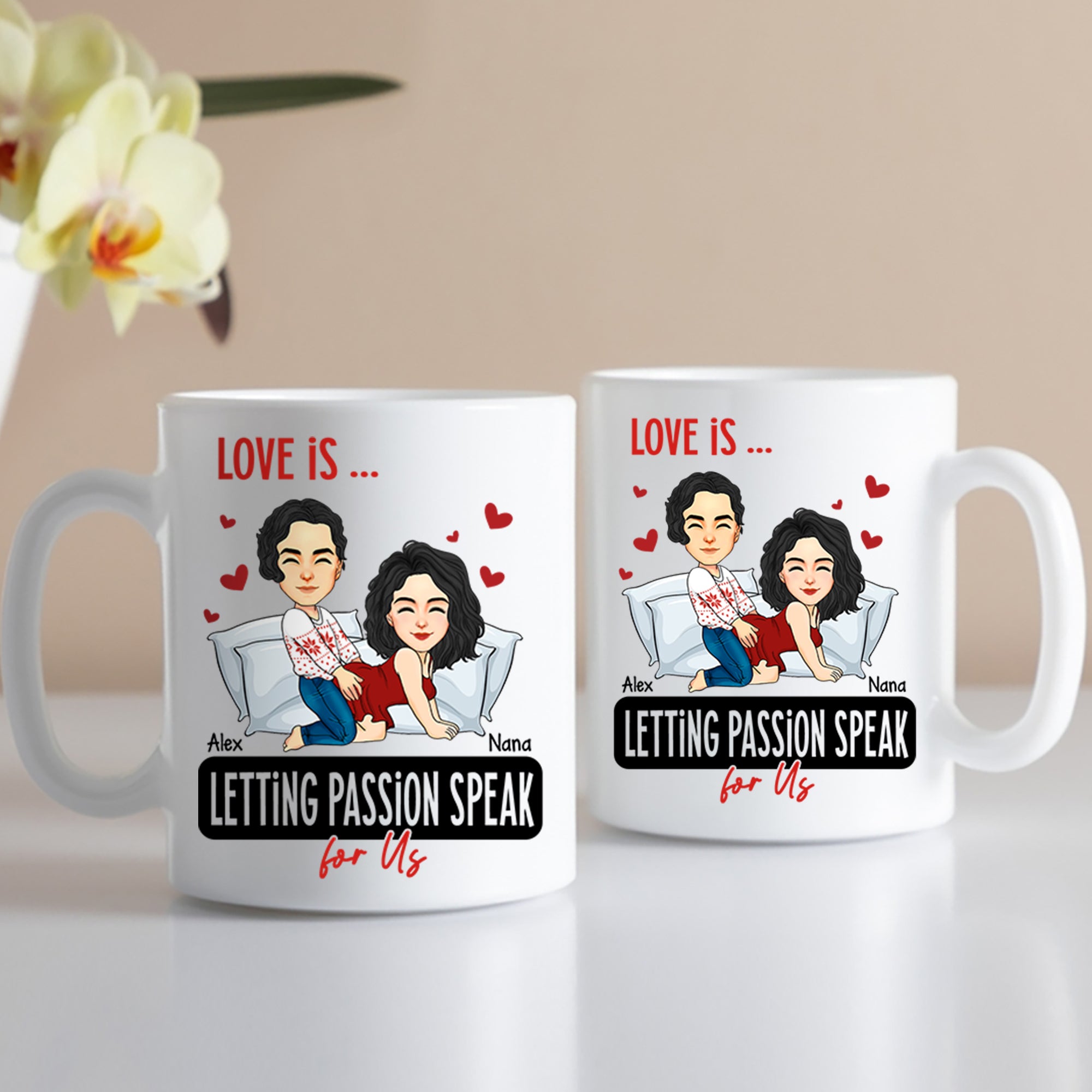 Love Is ... Letting Passion Speak for Us - Funny Naughty Gifts For Couples - Personalized Mug