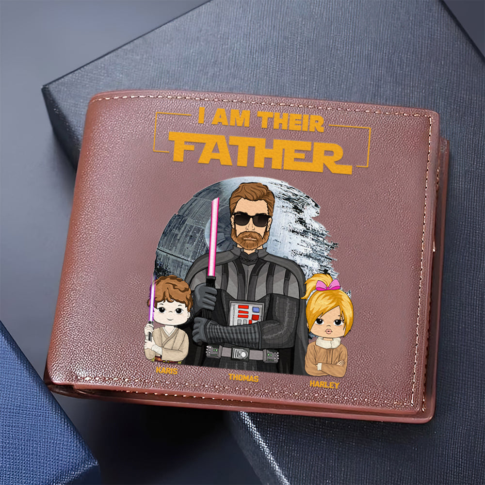 I Am Their Father Custom Leather Wallet For Dad - Father's Day Gift