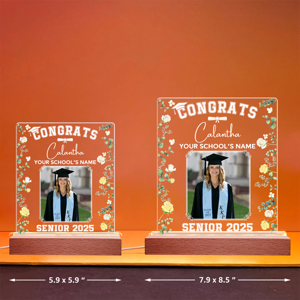 Personalized Graduation 3D Led Light Wooden Base Class of 2025 Senior Gift K1702