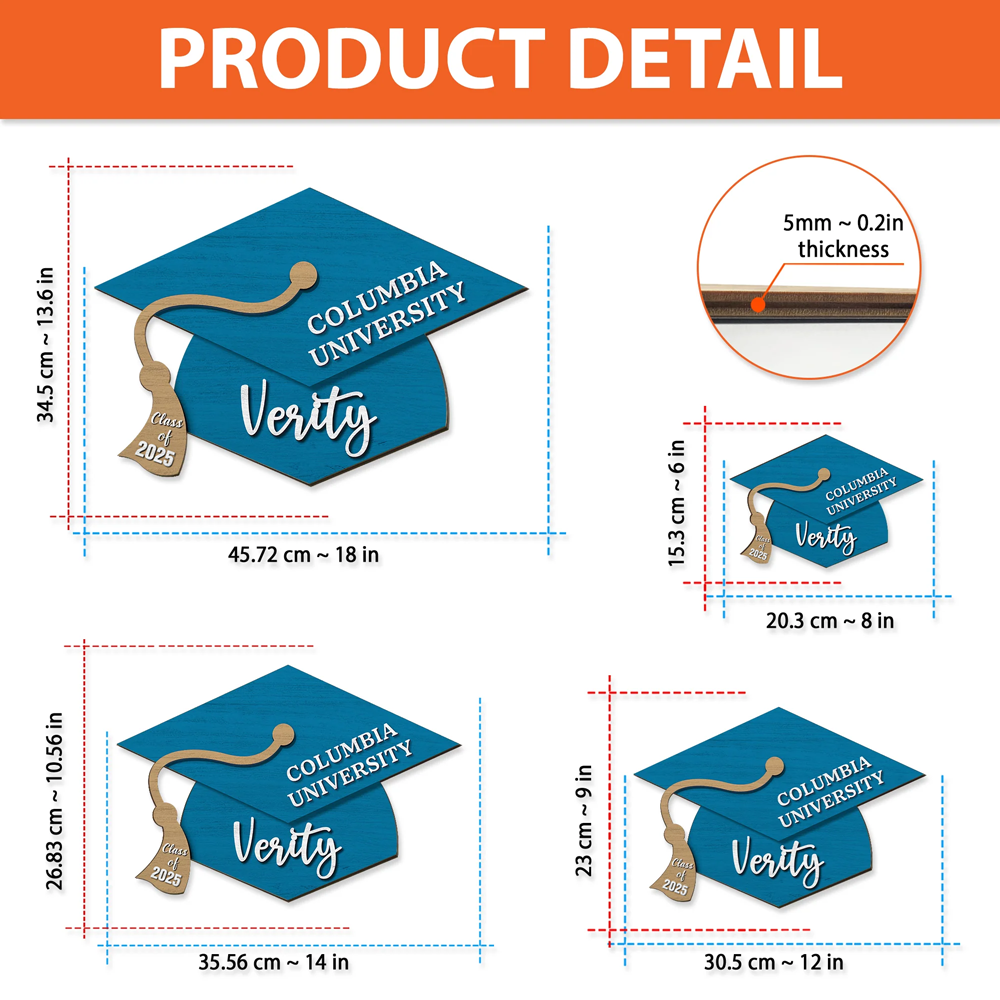 Personalized Graduation Door Decoration Name Graduation Hat Wooden Sign For Door Senior 2025