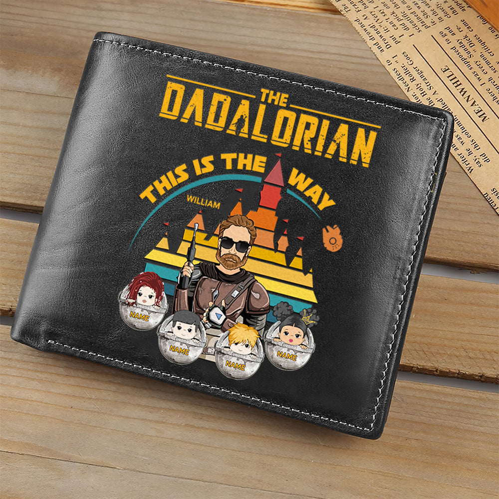 The Dadalorian This Is The Way - Personalized Leather Wallet For Dad Custom Nickname With Kids Gift