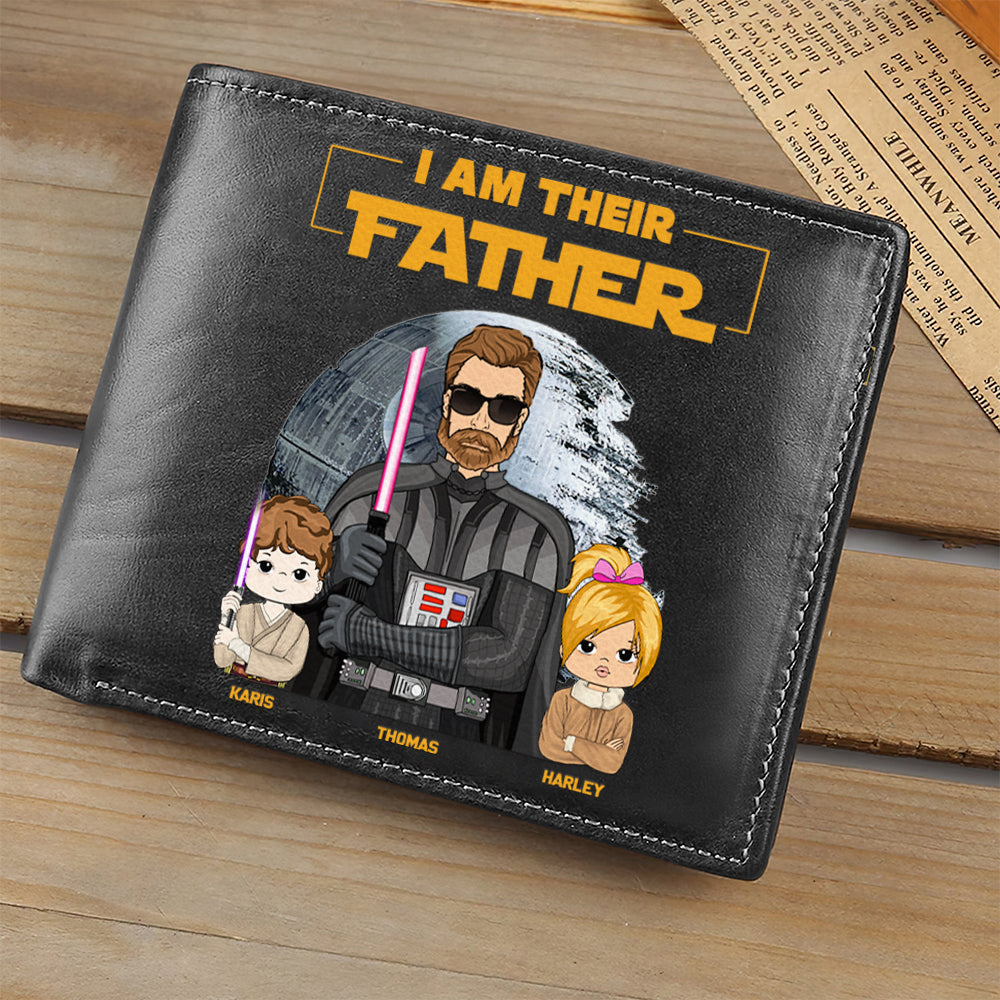 I Am Their Father Custom Leather Wallet For Dad - Father's Day Gift