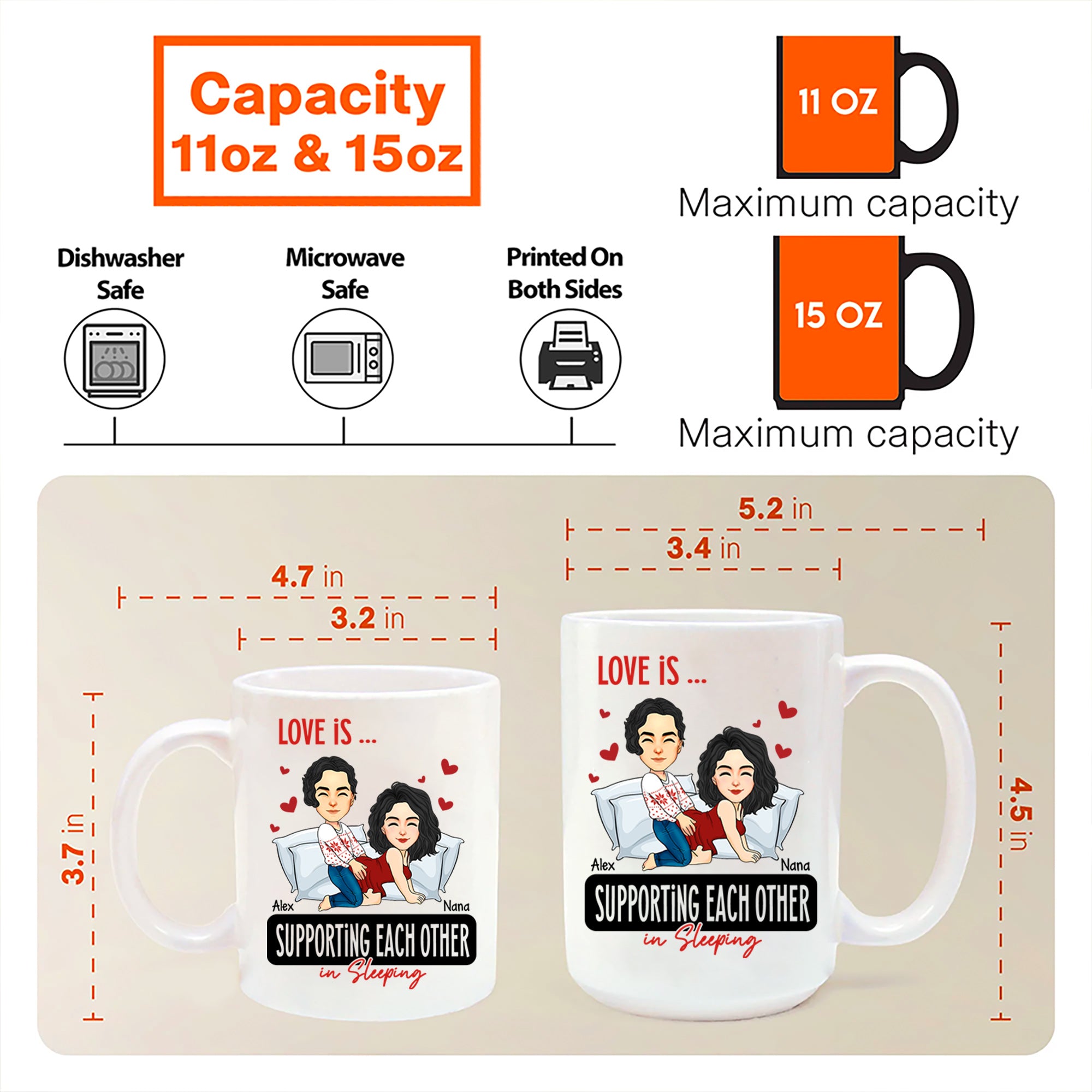 Love Is ... Supporting Each Other in Sleeping - Funny Naughty Gifts For Couples - Personalized Mug