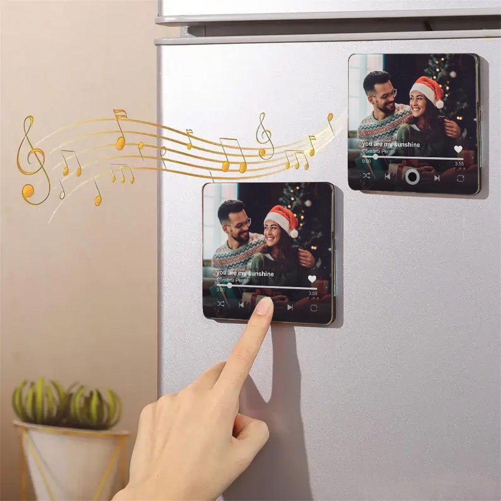 Personalized Fridge Magnet Music Album - Plays Custom Song, Photo Album Cover Unique Gift Gor Couples, Music Lovers And Home Decor Accessory
