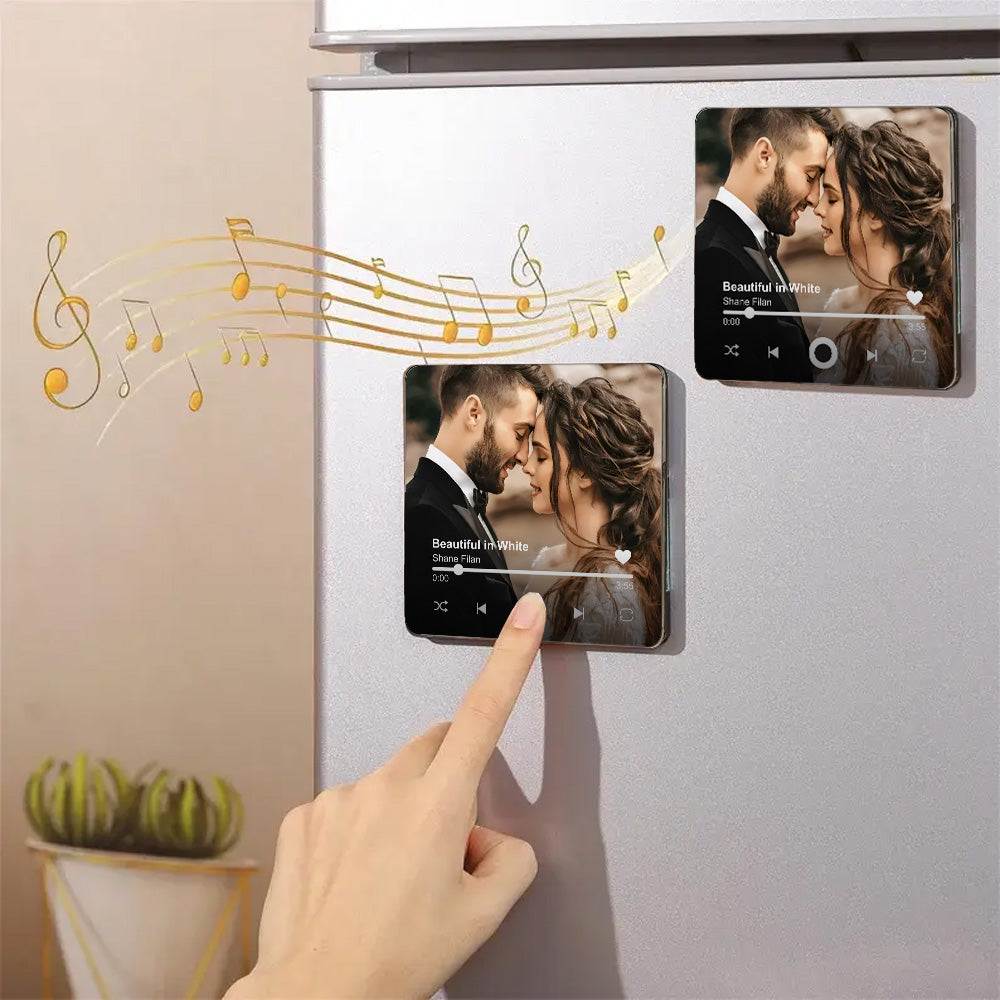 Personalized Music Fridge Magnet, Custom Couple Photo Music Fridge Magnet Chirstmas Gift For Him & Her