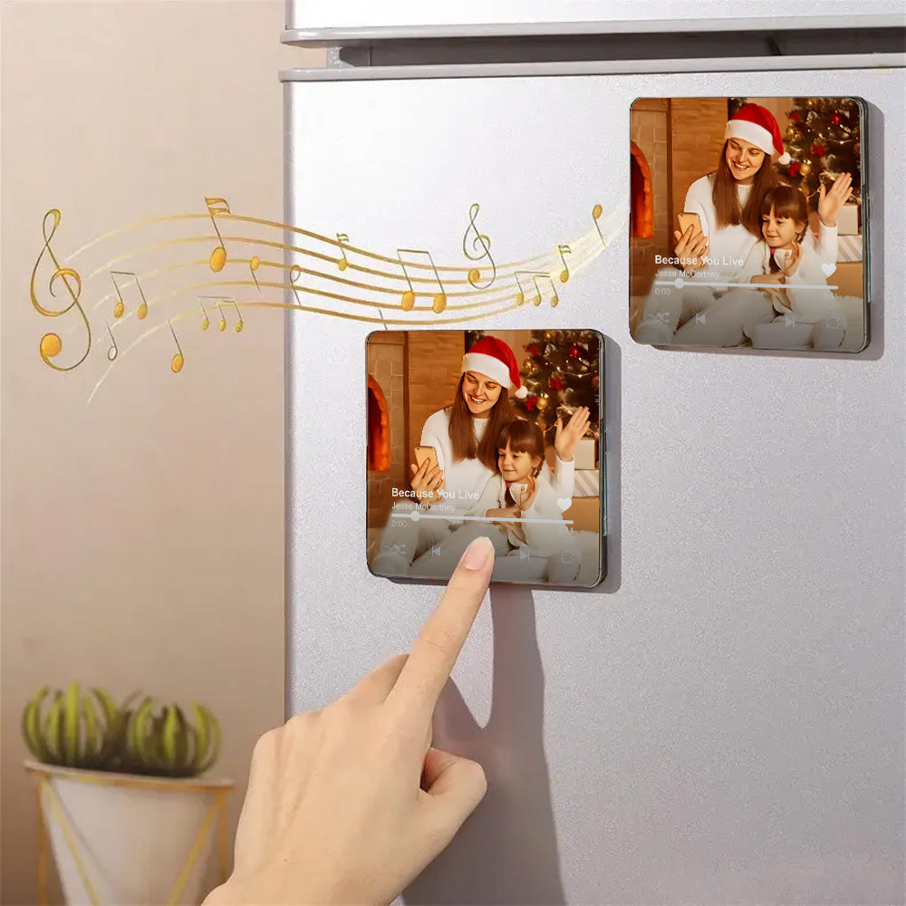 Custom Music Fridge Magnet, Personalized Photo & Music Refrigerator Magnet, Play Song Music Box Ornament, Anniversary Christmas Gift for Him