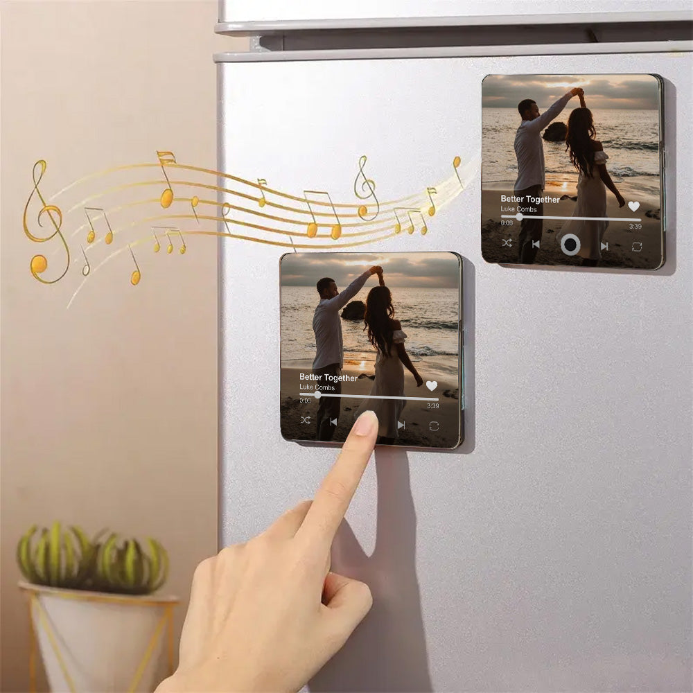 Personalized Music Fridge Magnet - Custom Photo Magnets With Your Text - Christmas Gift for Him & Her