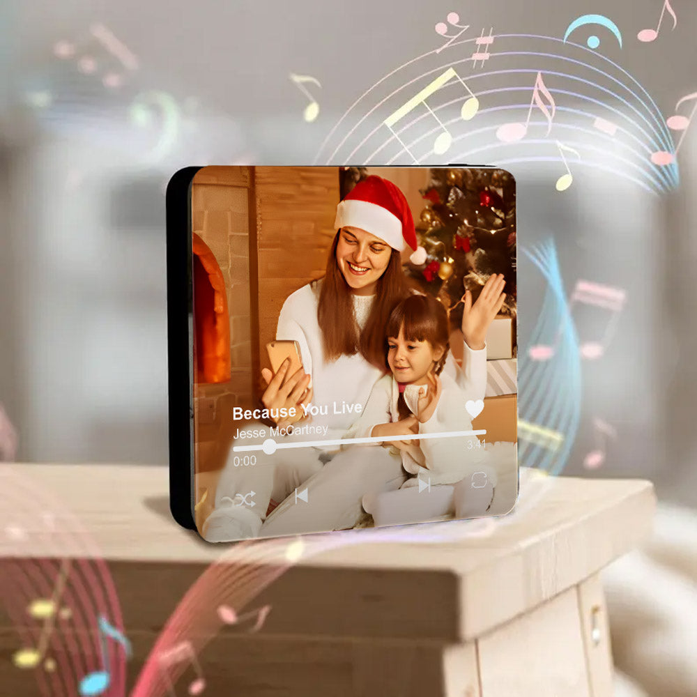 Custom Music Fridge Magnet, Personalized Photo & Music Refrigerator Magnet, Play Song Music Box Ornament, Anniversary Christmas Gift for Him