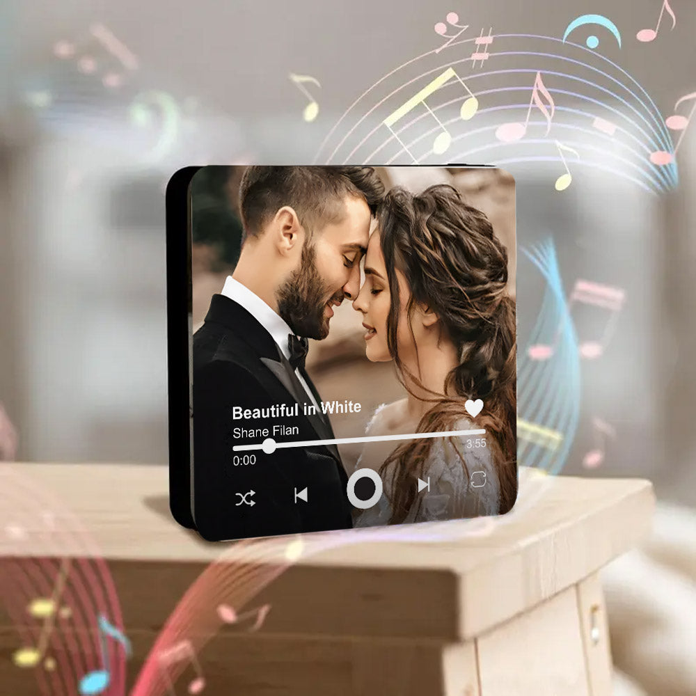 Personalized Music Fridge Magnet, Custom Couple Photo Music Fridge Magnet Chirstmas Gift For Him & Her