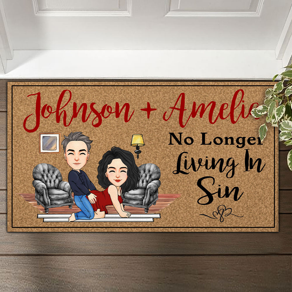 Personalized Doormat For Couples - Another Year Living In Sin NA04