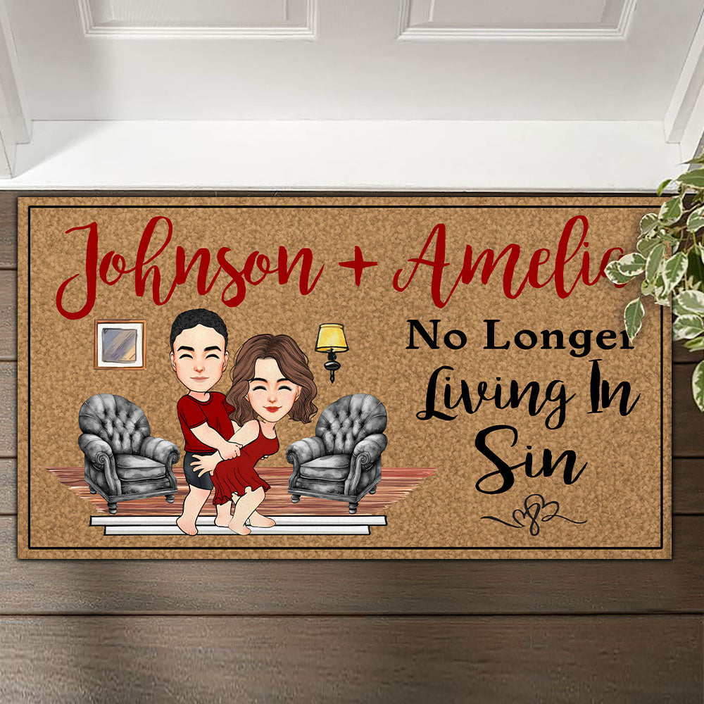 Personalized Doormat For Couples - Another Year Living In Sin NA04