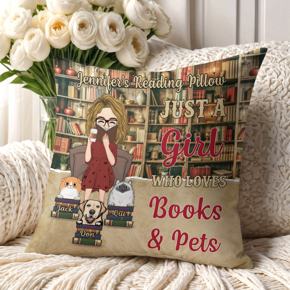 Reading Pillow - Just A Girl Who Loves Books - Cute Custom Pillow For Book Lovers NA04 TU20