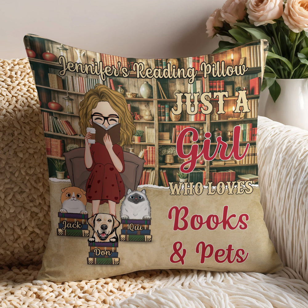 Reading Pillow - Just A Girl Who Loves Books - Cute Custom Pillow For Book Lovers NA04 TU20