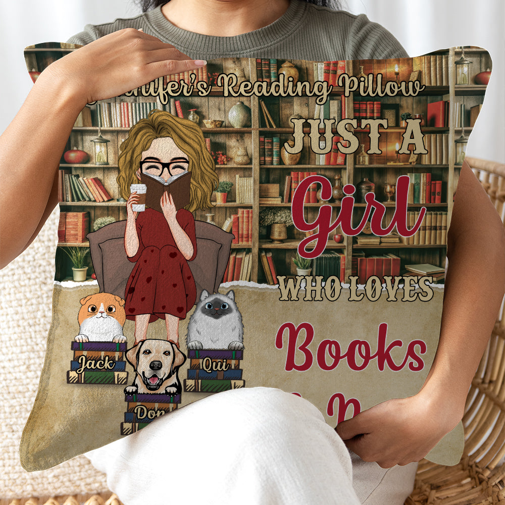Reading Pillow - Just A Girl Who Loves Books - Cute Custom Pillow For Book Lovers NA04 TU20