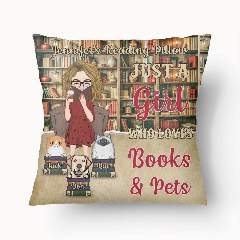Reading Pillow - Just A Girl Who Loves Books - Cute Custom Pillow For Book Lovers NA04 TU20
