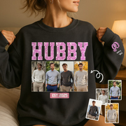 Custom Wifey Est Couple Sweatshirt – Personalized Unisex Hoodie with Sleeve Design, Custom Photo, Gift for Husband & Wife, Christmas & Anniversary Na02