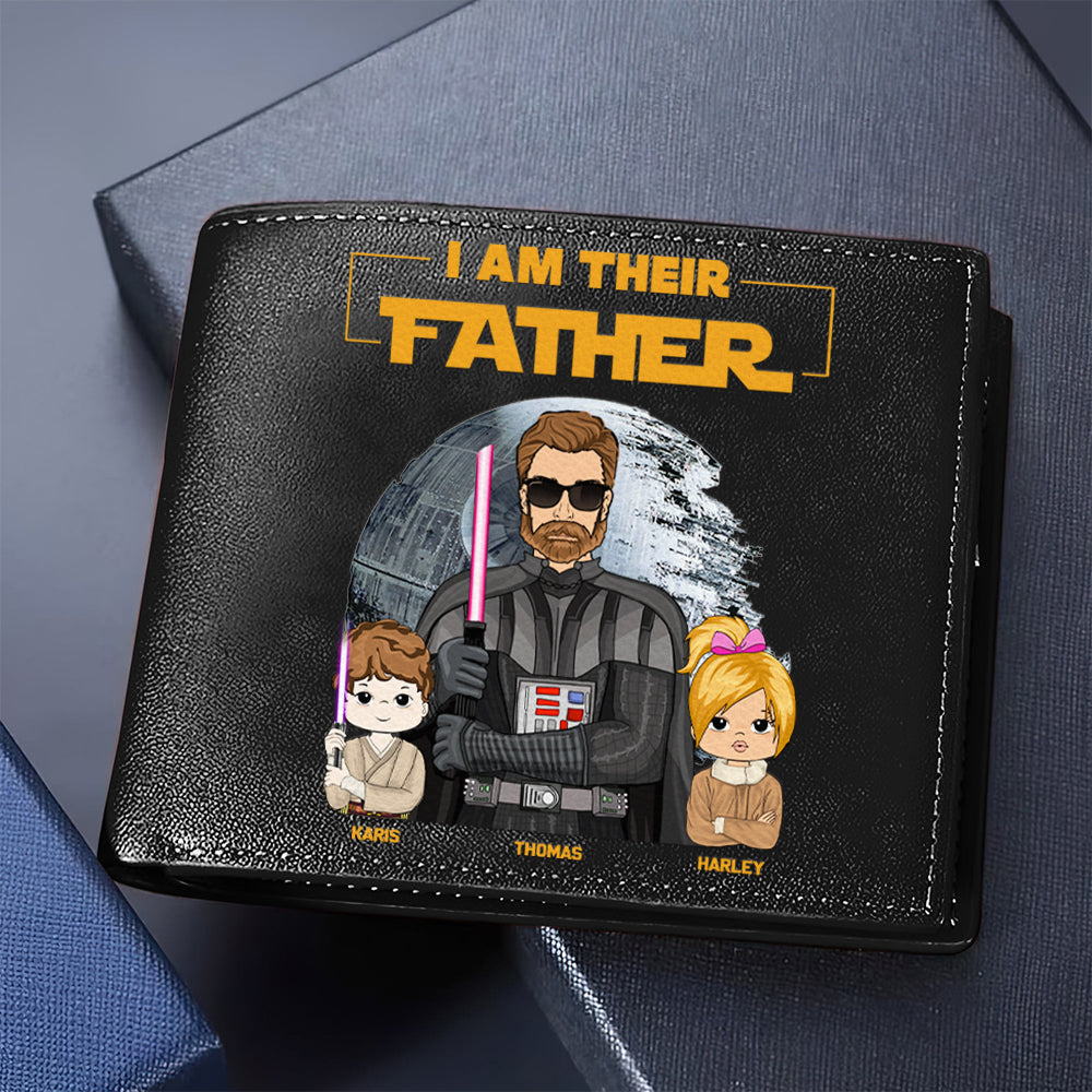 I Am Their Father Custom Leather Wallet For Dad - Father's Day Gift