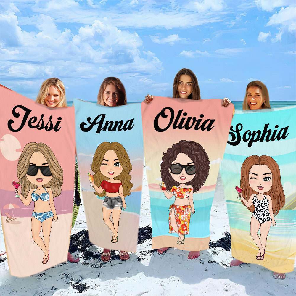 Girls Custom Beach Towel - Gift For Besties Best Friends Sisters