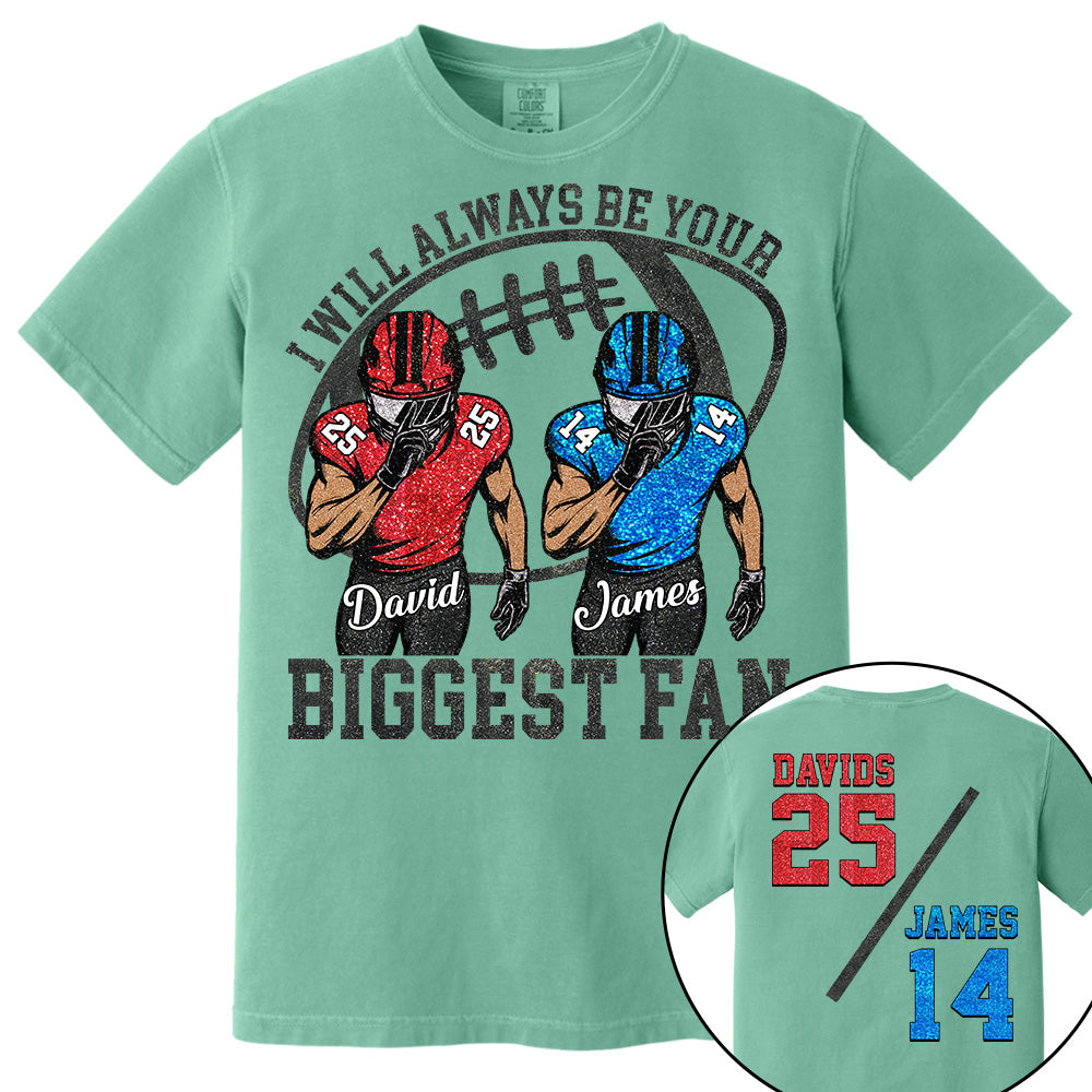 I Will Always Be Your Biggest Fan, Personalized Football Shirt,  Football Kids Game Day Tee, Retro Cheer Mom Tee Na02