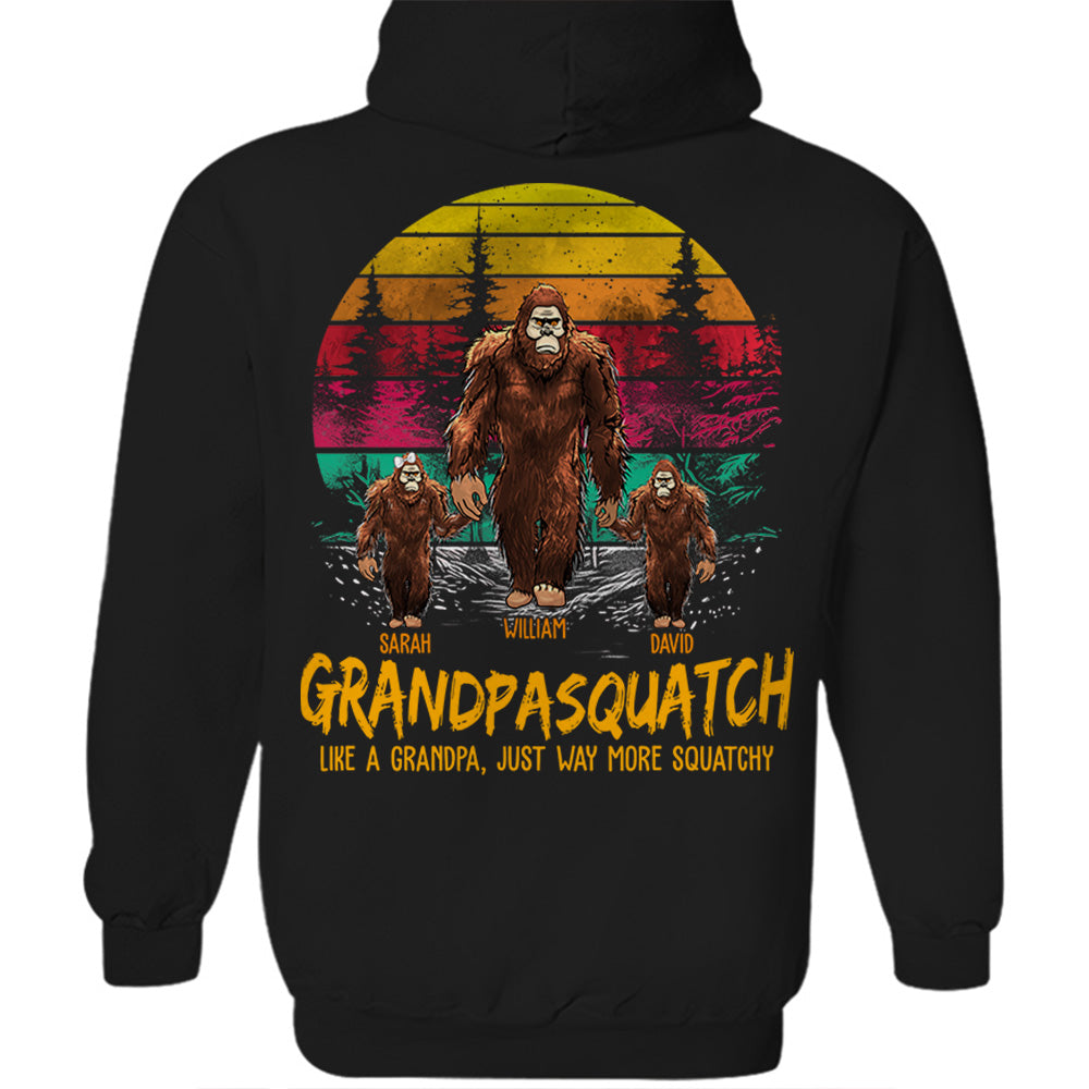 Papasquatch, Like A Grandpa, Just Way More Squatchy - Personalized Vintage Back Printed Shirt