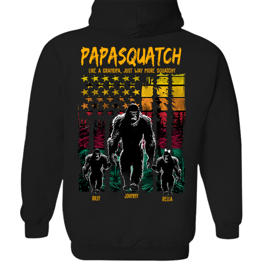 Papasquatch Like A Grandpa Just Way More Squatchy - Personalized Bigfoot Shirt Gift For Dad & Grandpa Vr2