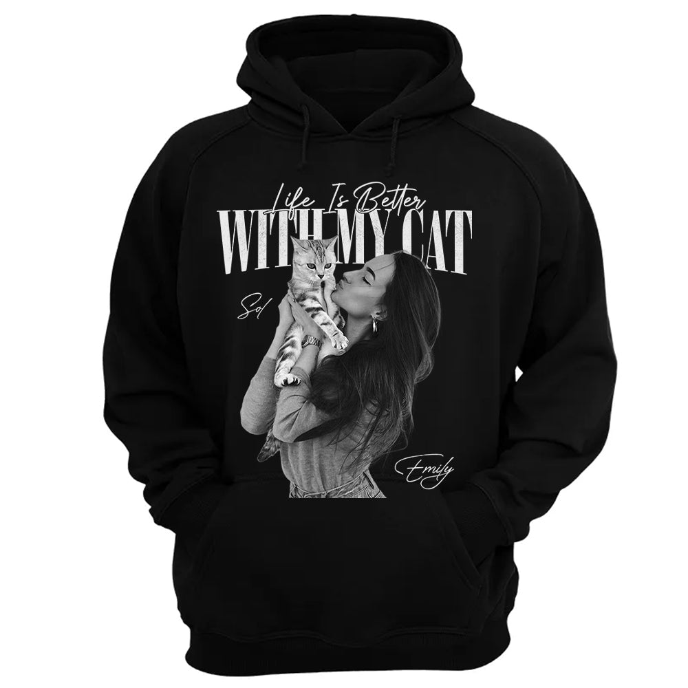 Life Is Better With My Cat - Washed Tee Retro Bootleg Shirt For Cat Lovers T1807