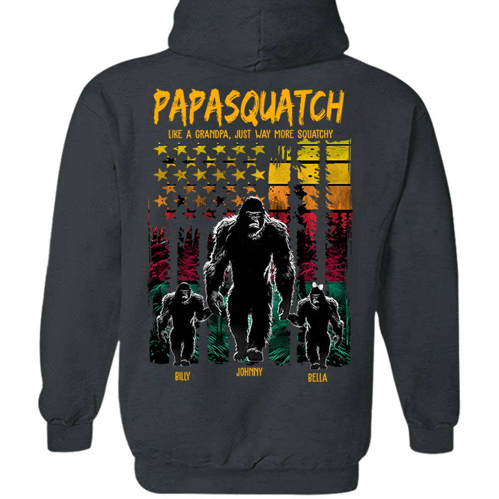 Papasquatch Like A Grandpa Just Way More Squatchy - Personalized Bigfoot Shirt Gift For Dad & Grandpa Vr2