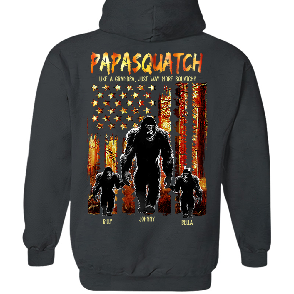Papasquatch Like A Grandpa Just Way More Squatchy - Personalized Bigfoot Shirt Gift For Dad & Grandpa Vr4