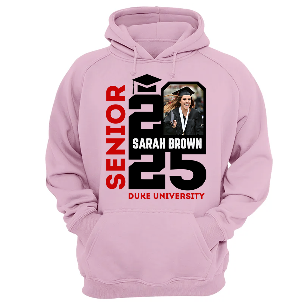 Senior 2025 Custom Photo Shirt, Personalized Graduation Shirt, Graduation Photo Shirt