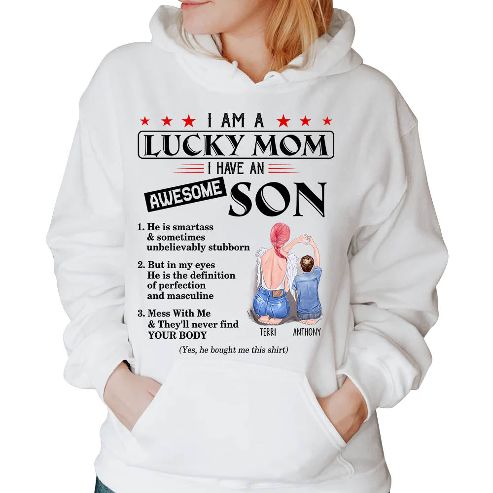I Am A Lucky Mom I Have An Awesome Son Personalized Shirt