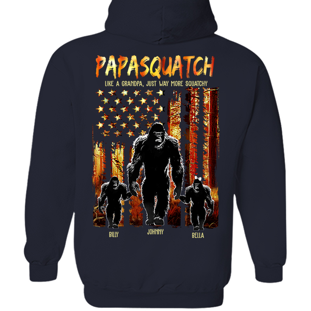 Papasquatch Like A Grandpa Just Way More Squatchy - Personalized Bigfoot Shirt Gift For Dad & Grandpa Vr4