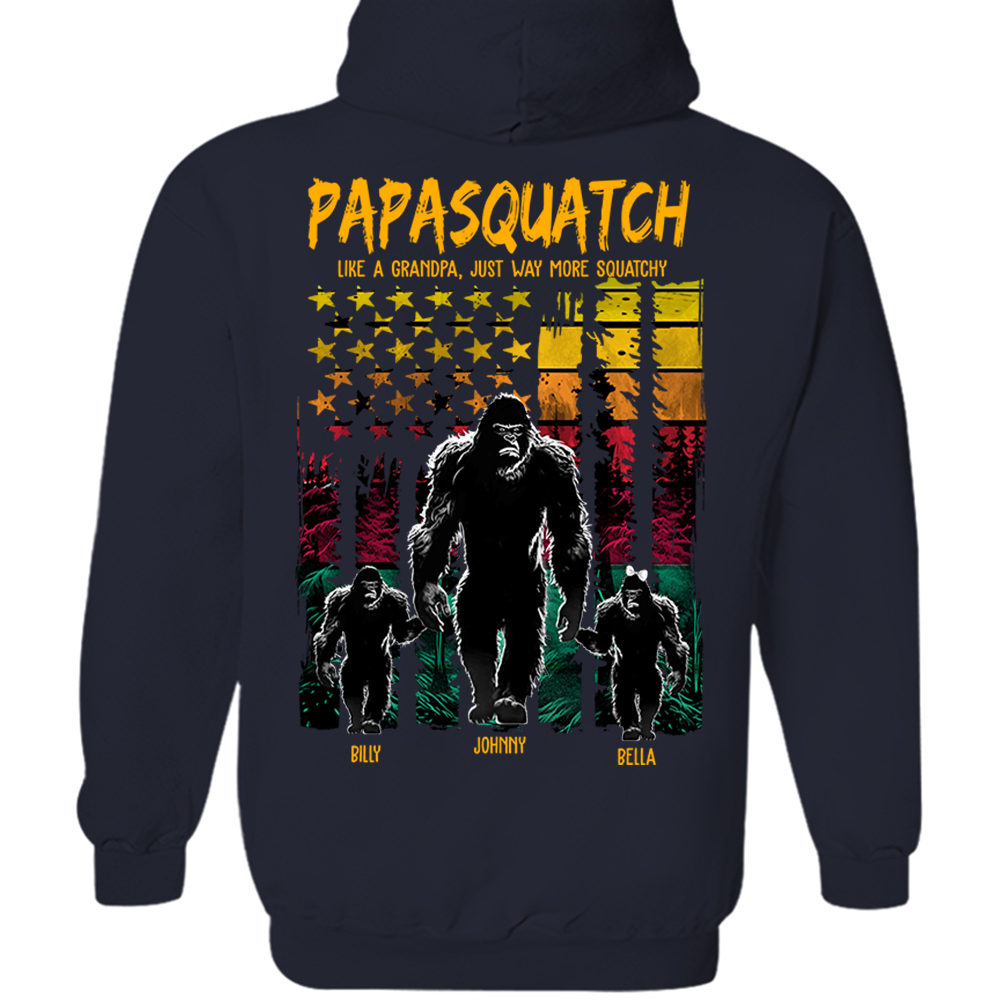 Papasquatch Like A Grandpa Just Way More Squatchy - Personalized Bigfoot Shirt Gift For Dad & Grandpa Vr2