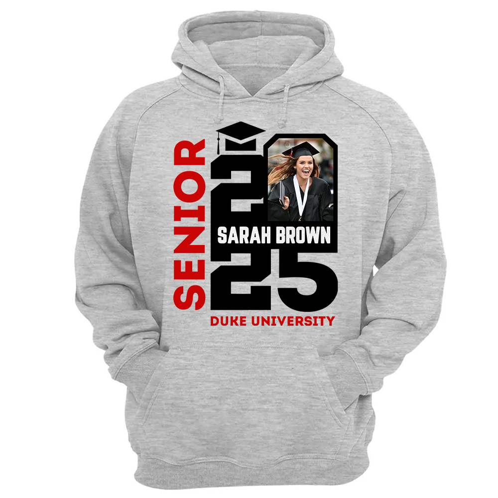 Senior 2025 Custom Photo Shirt, Personalized Graduation Shirt, Graduation Photo Shirt