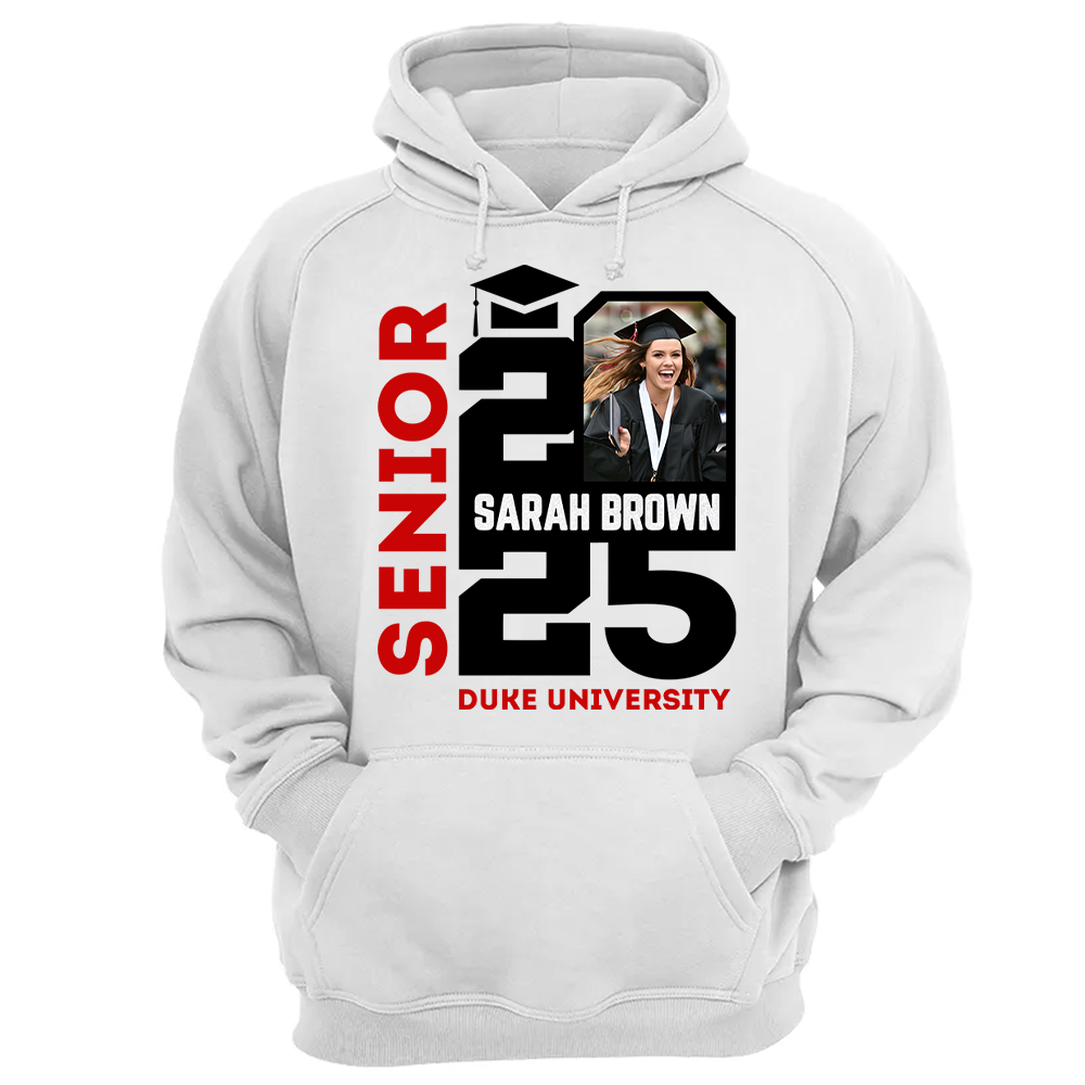 Senior 2025 Custom Photo Shirt, Personalized Graduation Shirt, Graduation Photo Shirt