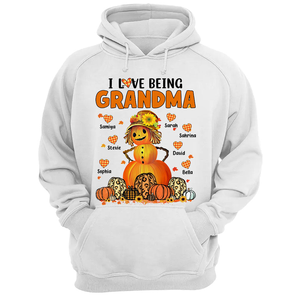 I Love Being Grandma Pumpkins With Heart Personalized Shirt For Grandmas