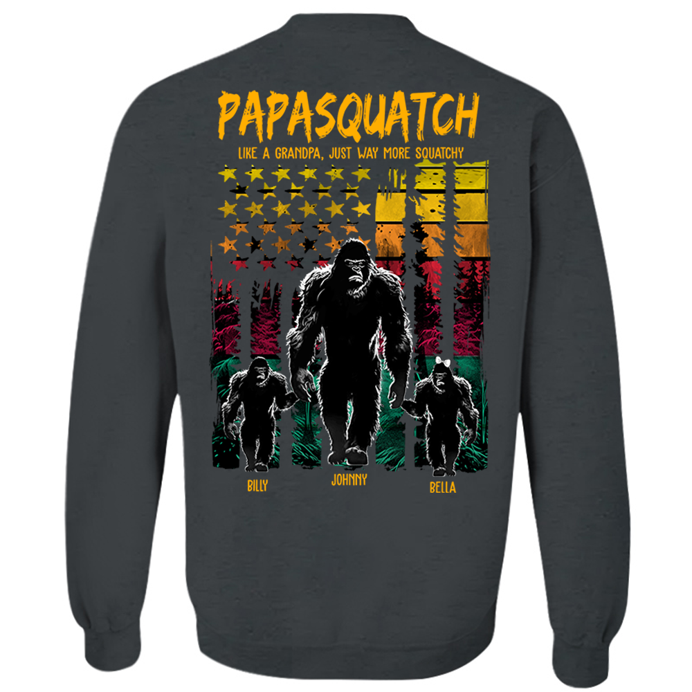 Papasquatch Like A Grandpa Just Way More Squatchy - Personalized Bigfoot Shirt Gift For Dad & Grandpa Vr2