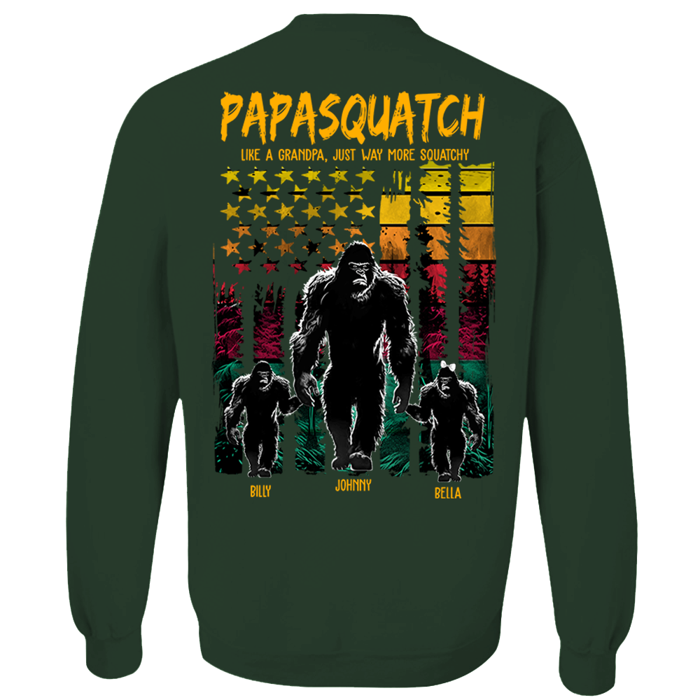 Papasquatch Like A Grandpa Just Way More Squatchy - Personalized Bigfoot Shirt Gift For Dad & Grandpa Vr2