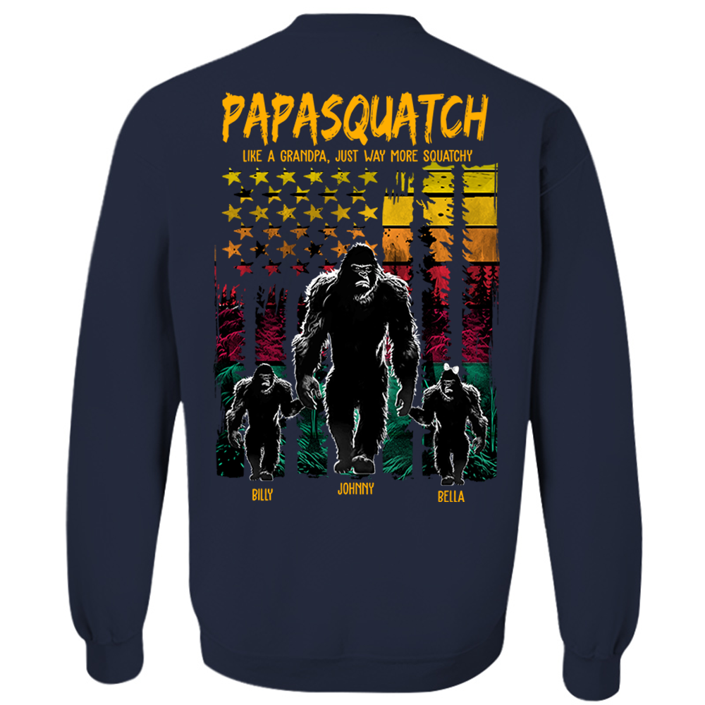 Papasquatch Like A Grandpa Just Way More Squatchy - Personalized Bigfoot Shirt Gift For Dad & Grandpa Vr2