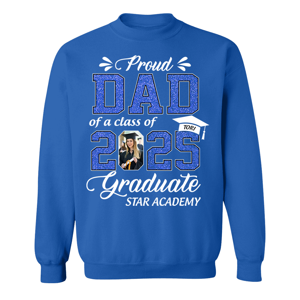 Personalized Graduation Shirts Class of 2025 for Proud Dad in Graduation of Son, Daughter, Gift for Dad
