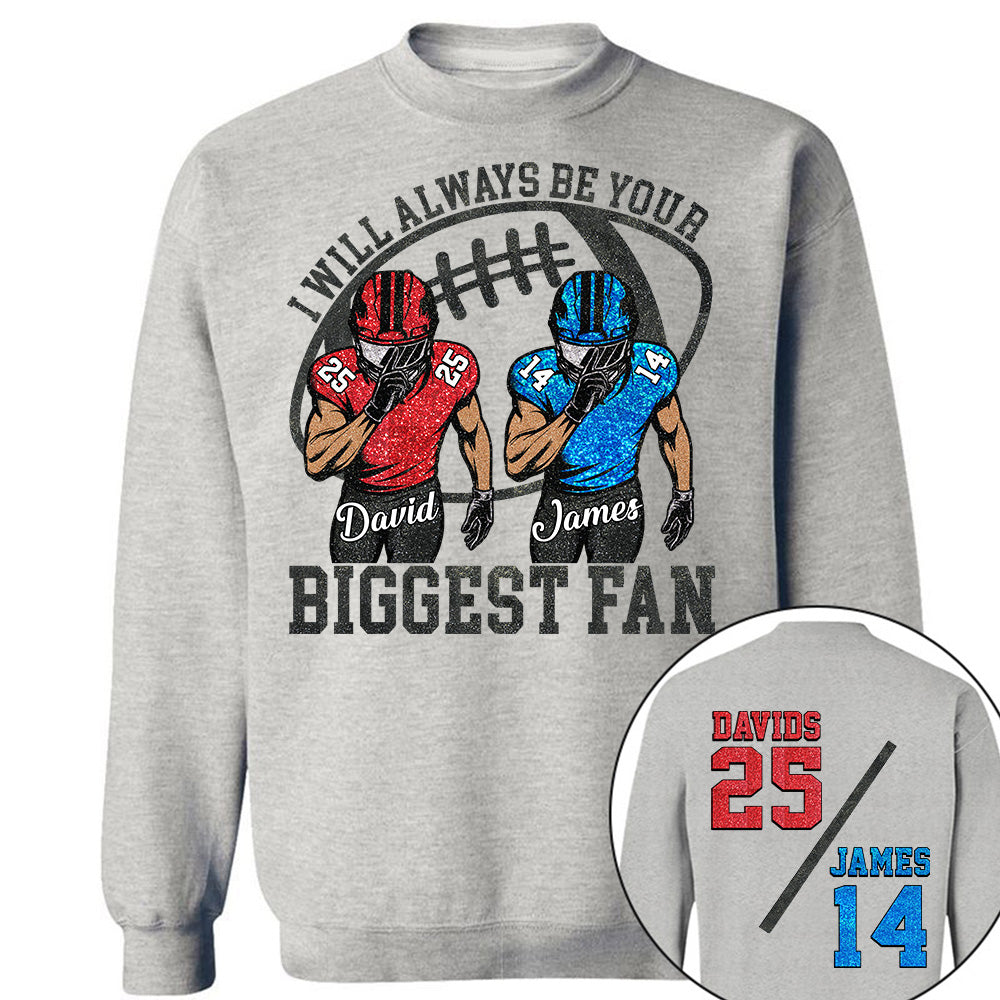 I Will Always Be Your Biggest Fan, Personalized Football Shirt,  Football Kids Game Day Tee, Retro Cheer Mom Tee Na02
